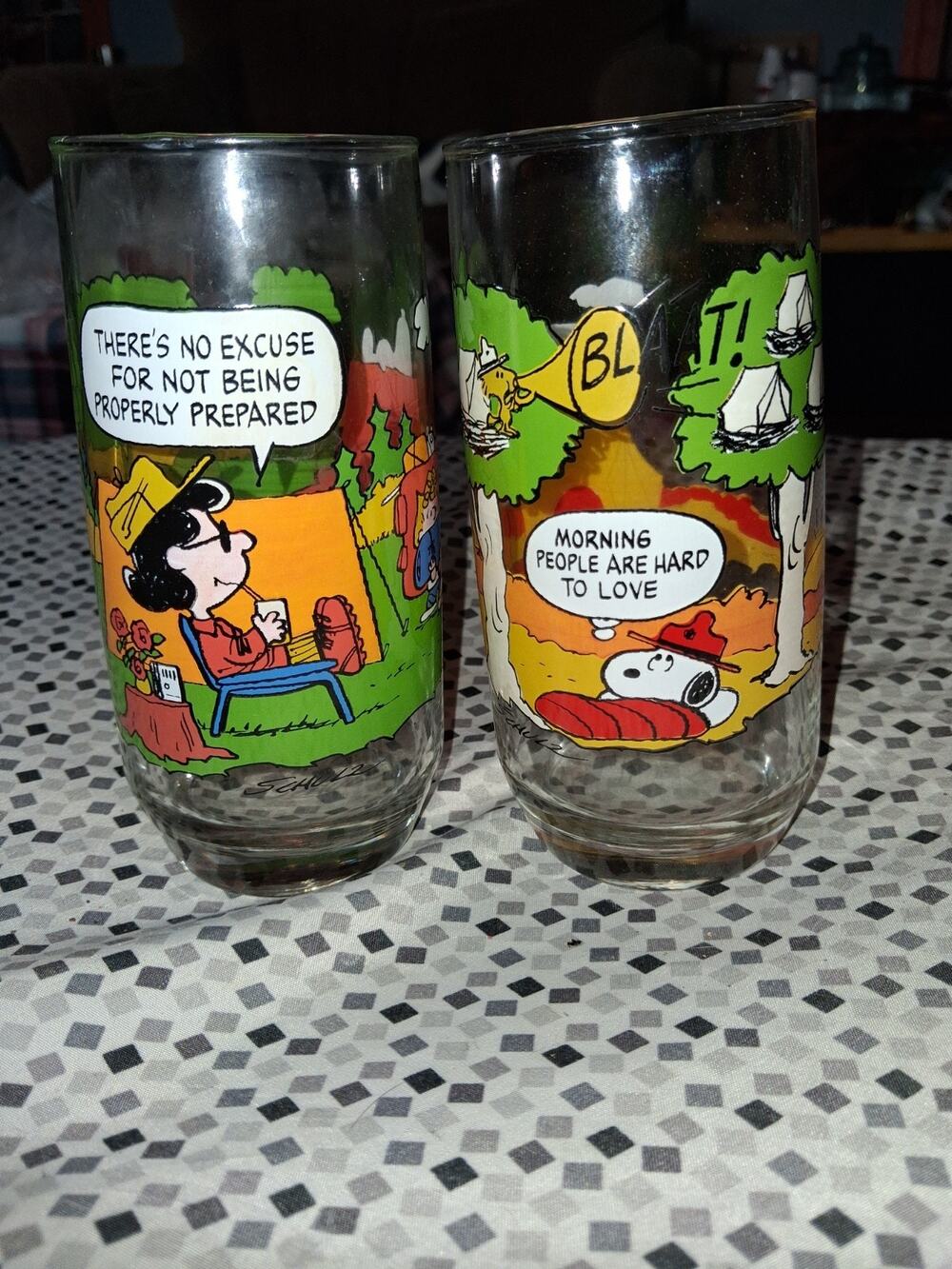 2 Vintage 1983 McDonald's Peanuts Camp Snoopy Collection Drinking Glass